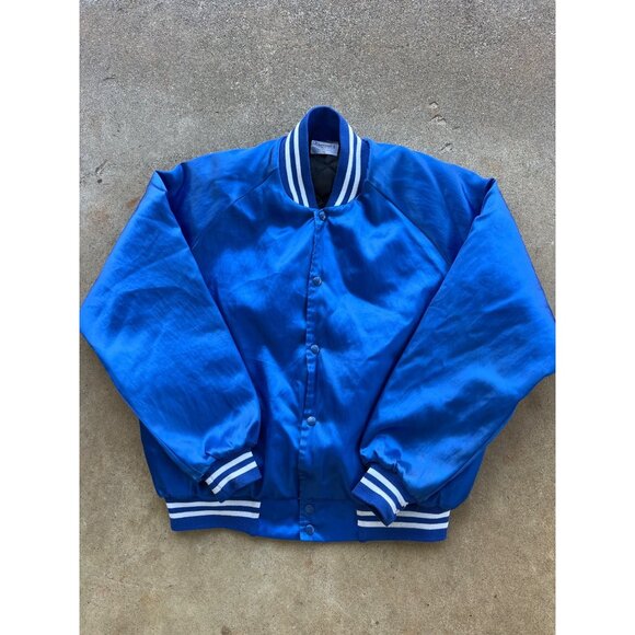 Vintage Auburn Sportswear Satin Blue Varsity Bomber Jacket XL - Picture 1 of 5